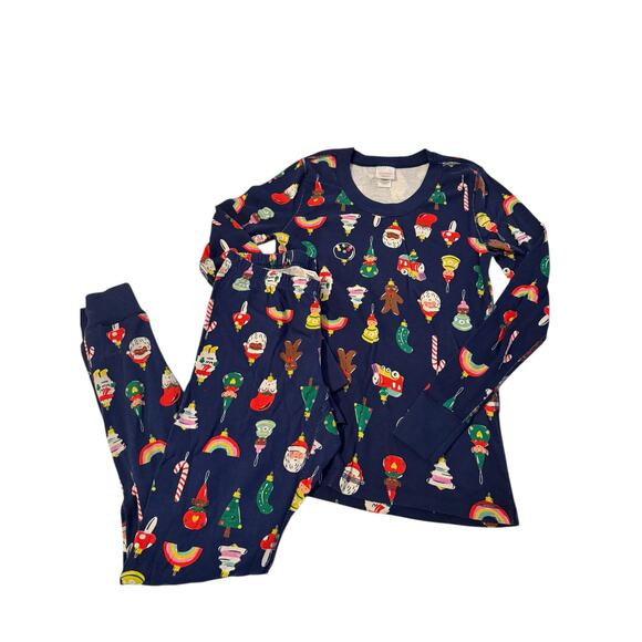 Hanna Andersson Women’s Organic Cotton Pajama Set Small Christmas Ornament Print - Picture 2 of 7